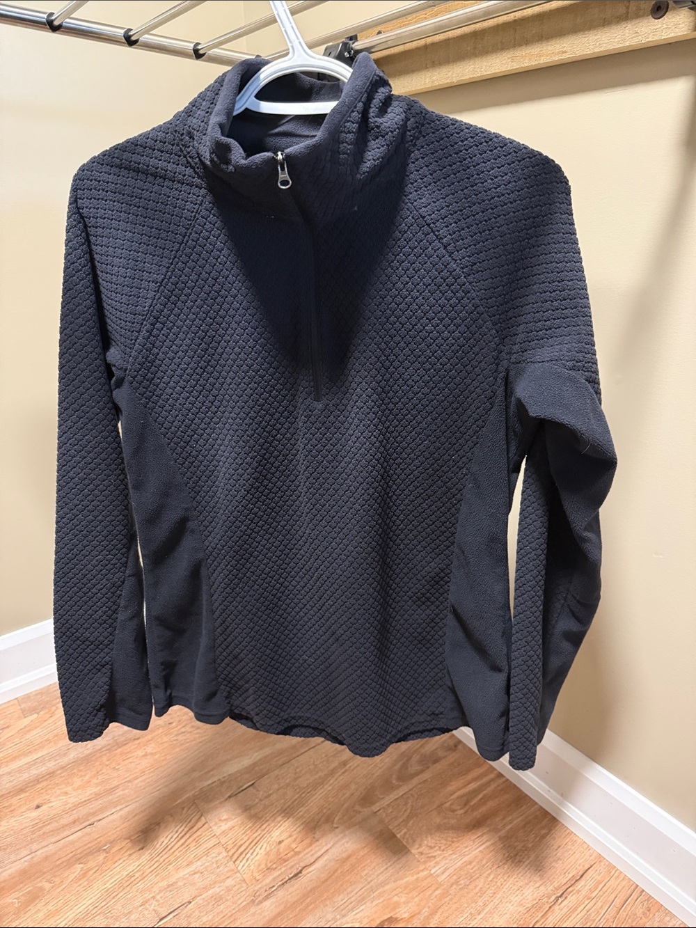 Women's Black Half-Zip Textured Pullover Sweater